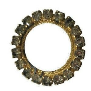 Vintage Goldtone Rhinestone Circle Pin Brooch